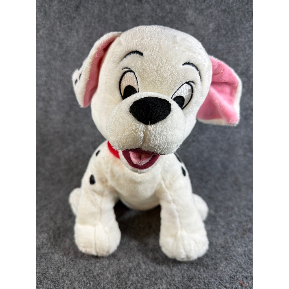 Disney Store 101 Dalmatians Puppy Plush Spotted Dog Red Collar 10"